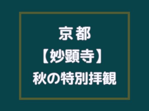 妙顕寺 秋の特別拝観 / 京都観光旅行ガイド