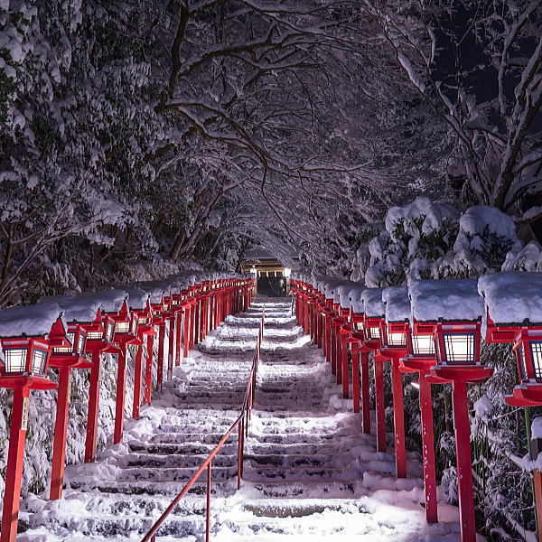 貴船神社 積雪ライトアップ / 京都観光旅行ガイド