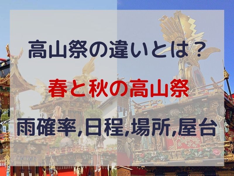 高山祭の違いとは？春秋に行われる高山祭の雨の確率・日程・場所・屋台など